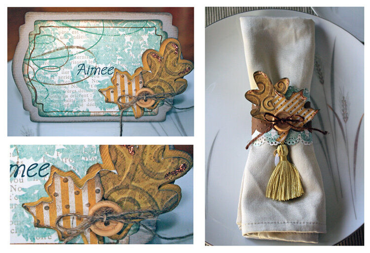 *Burlap and Buttercups* Thanksgiving table name card and napkin wrap