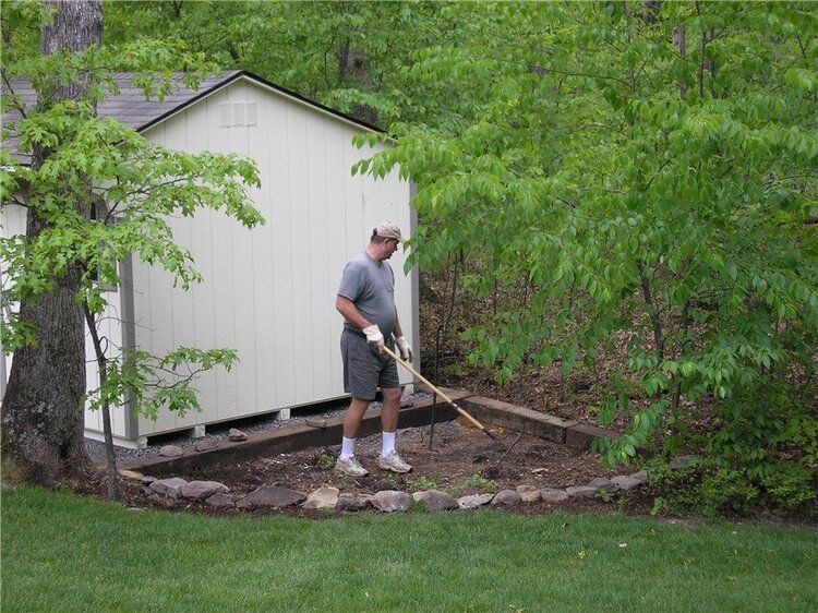 Landscaping around the shed