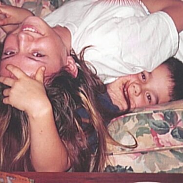 Jennifer goofing off with her brother