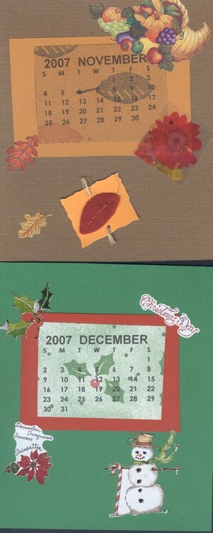 November and December pages