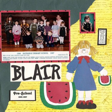 Blairs Preschool 1996-1997