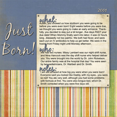 Austin&#039;s Birthday Book: Birth