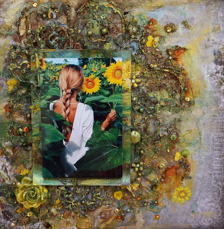Woman in Field of Sunflowers