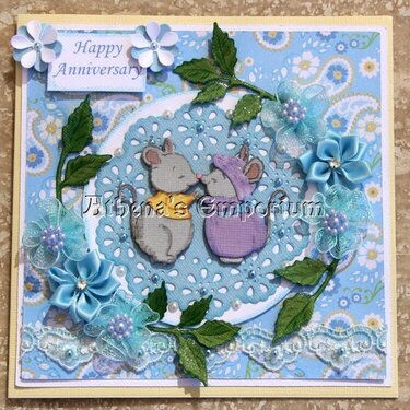 Blue floral anniversary card