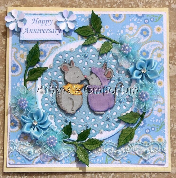 Blue floral anniversary card
