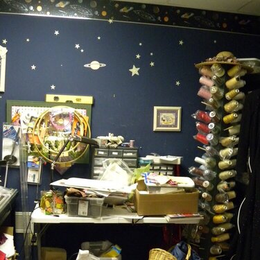 One Wall in my Craft Room, Before Organizing it