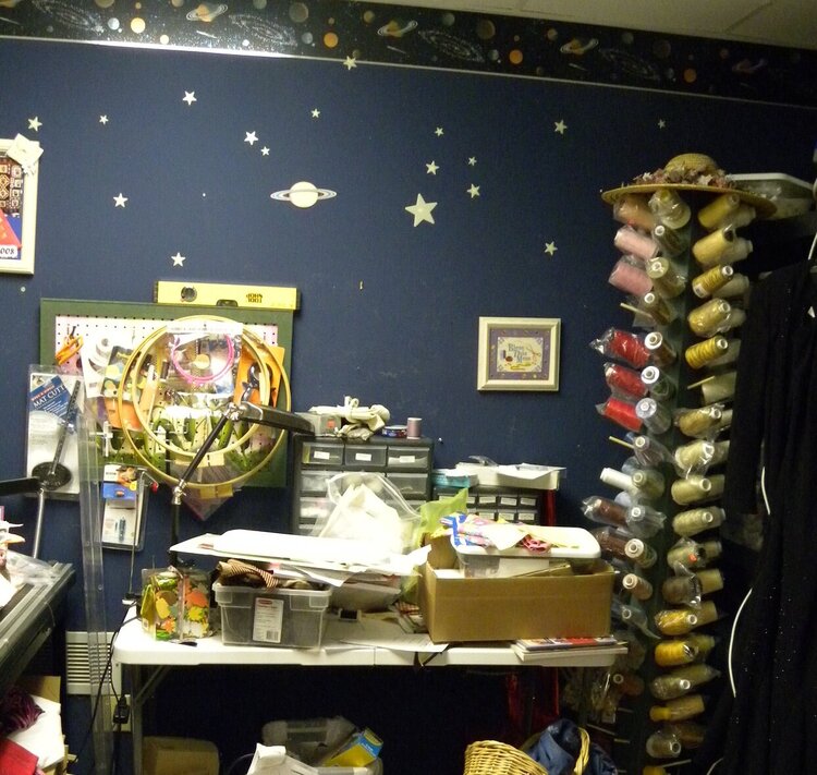 One Wall in my Craft Room, Before Organizing it