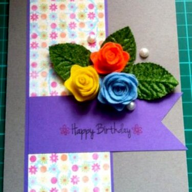 Spiral Felt Roses Birthday Card