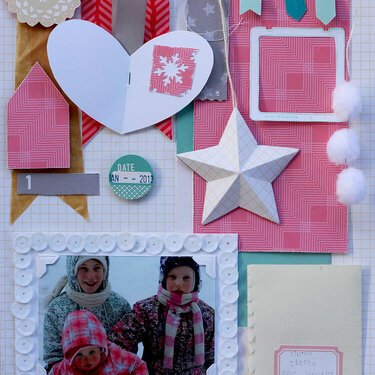 three little snow bunniesI wanted this page to feel like an inspiration board! I made a bunch of very simple embellishments from