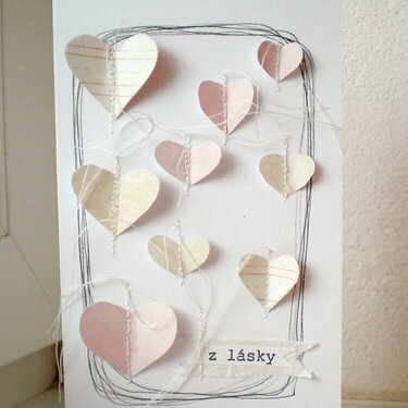 card with paper hearts