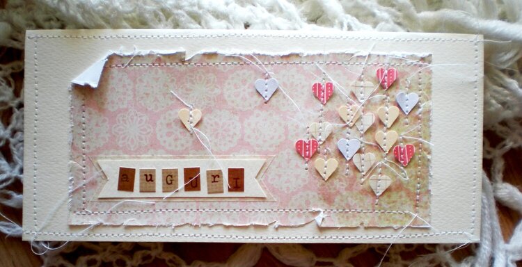 Birthday card &quot;sewed hearts&quot;