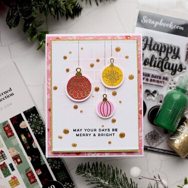 Christmas card with baubles