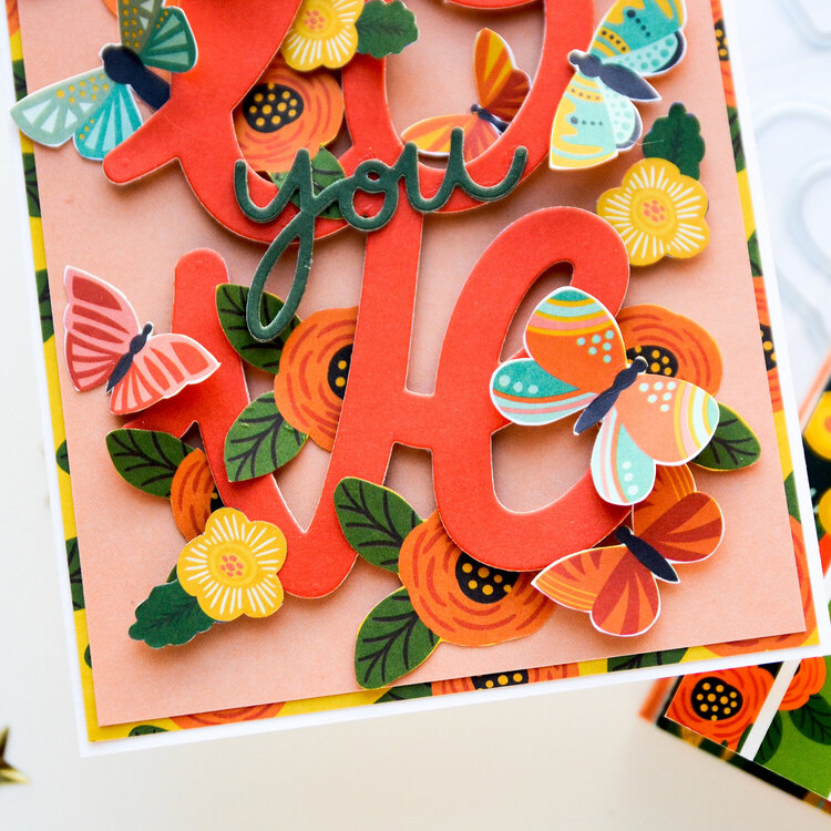 &quot;Love you&quot; card with flowers and butterflies