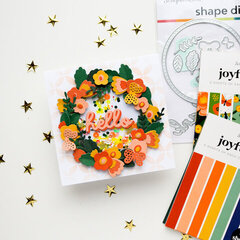 Shaker card with wreath "Hello"