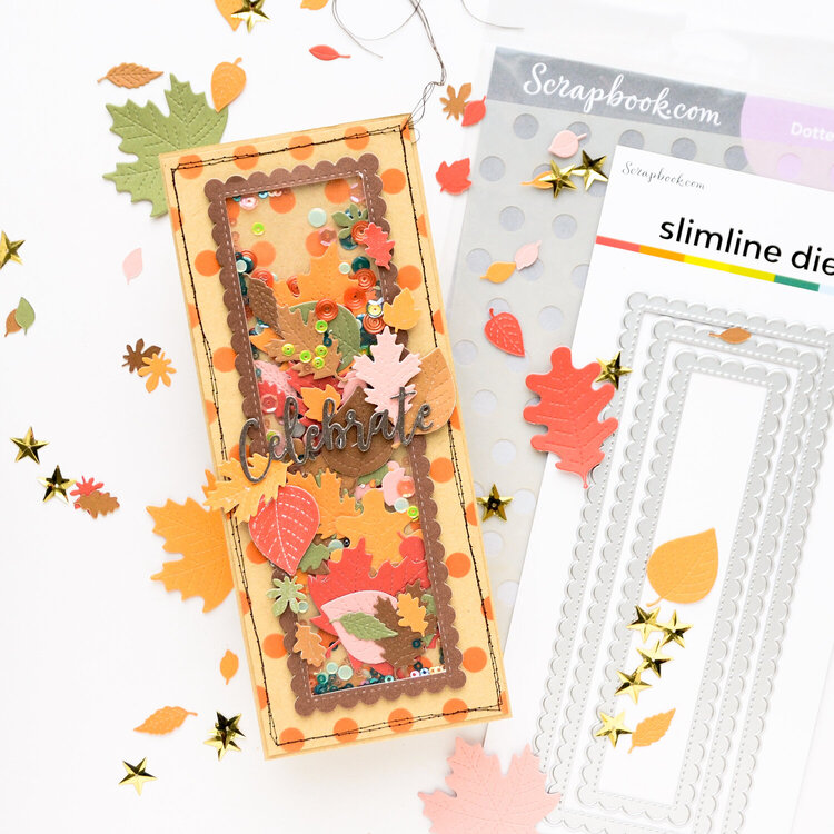 Fall card with leaves shaker