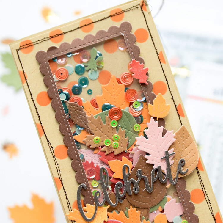 Fall card with leaves shaker