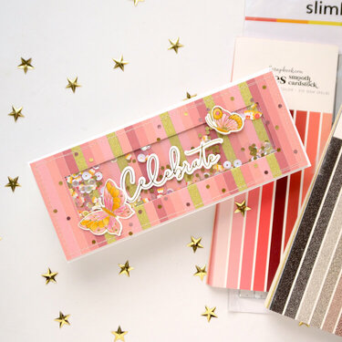 DL horizontal card with stripes and shaker