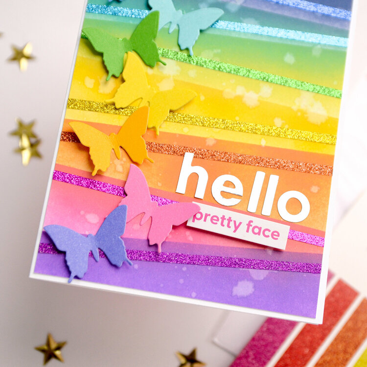 Rainbow card with butterflies - SBC FEST project