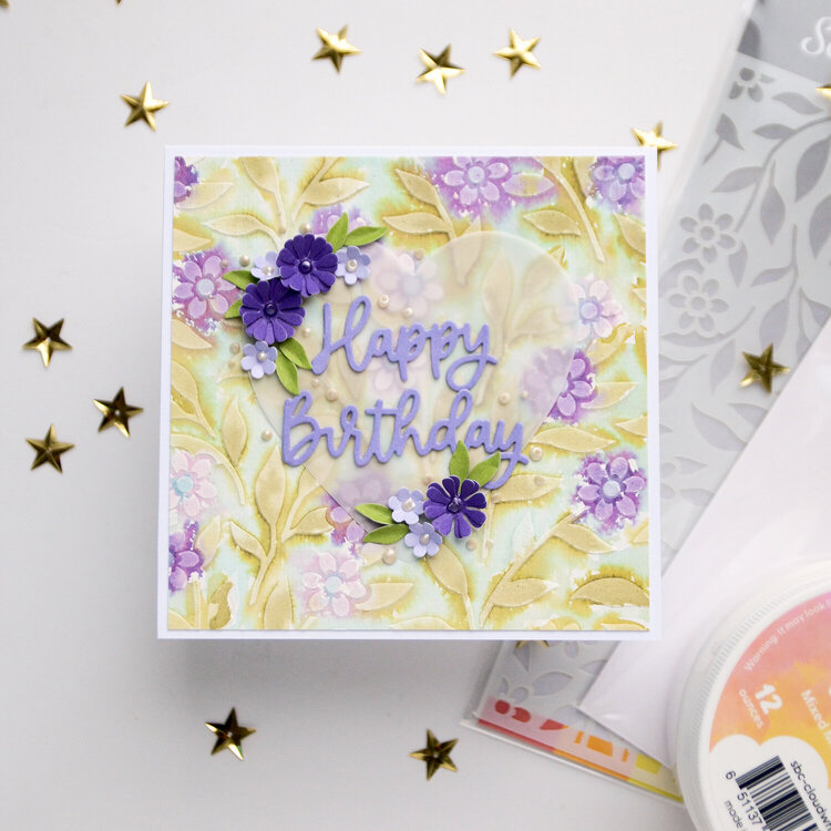 Mixed media card with florals