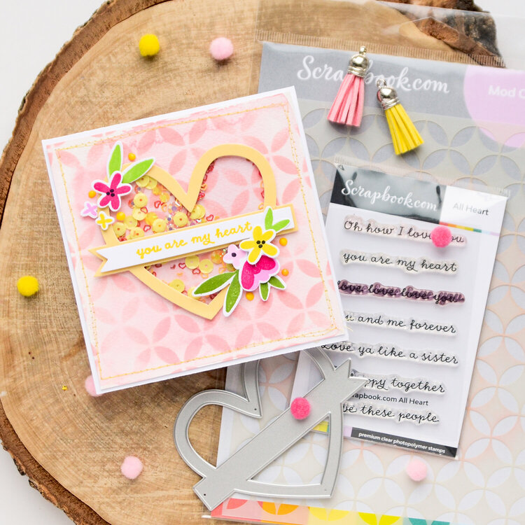 Heart shaker card in pink