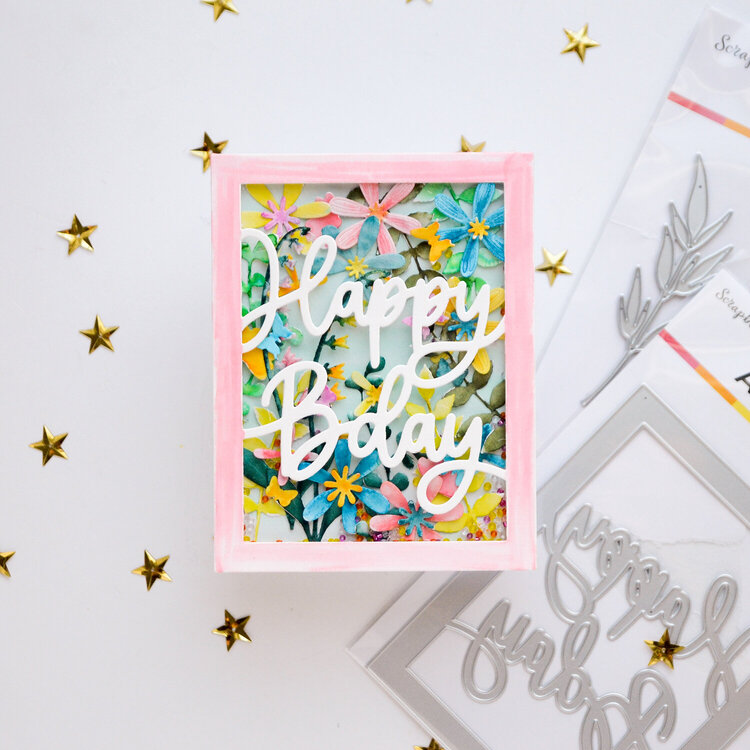 Birthday card with floral shaker