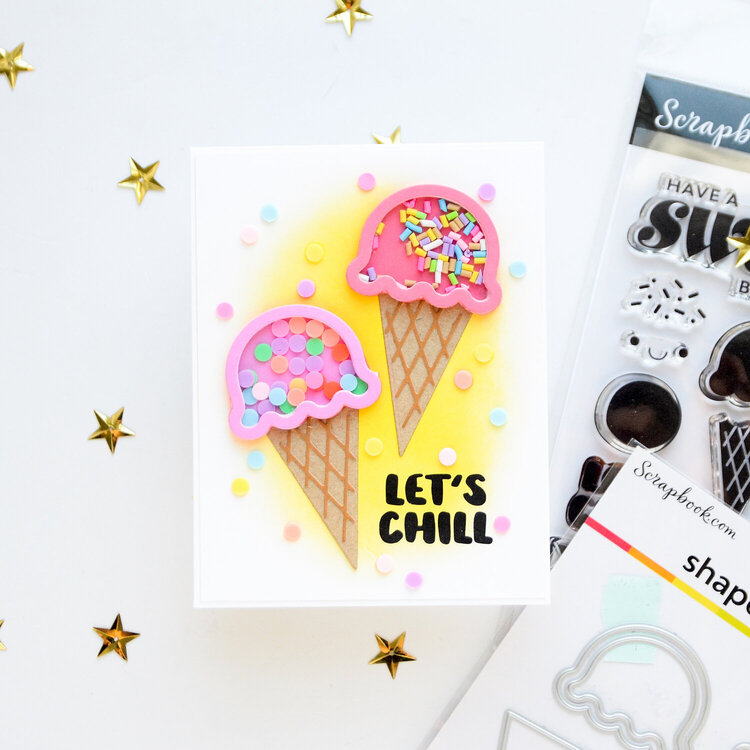 Card &quot;Let&#039;s chill&quot; with ice cream shakers