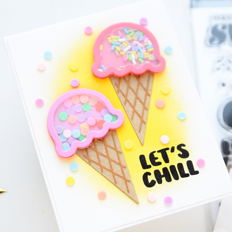 Card &quot;Let&#039;s chill&quot; with ice cream shakers