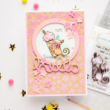Hello card with cute mouse