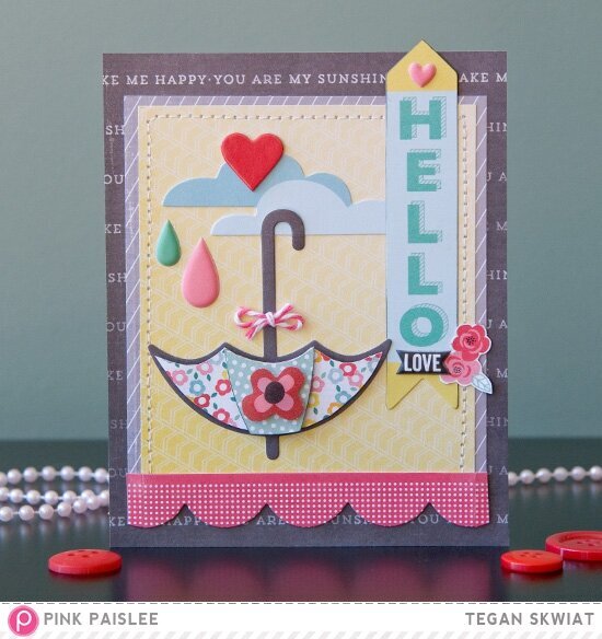 Hello card **Pink Paislee**