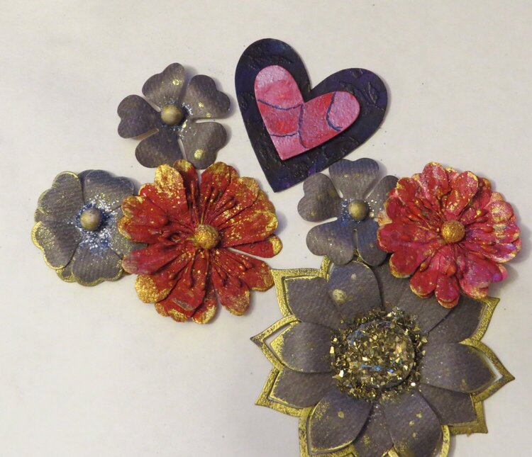 Altered and die cut flowers