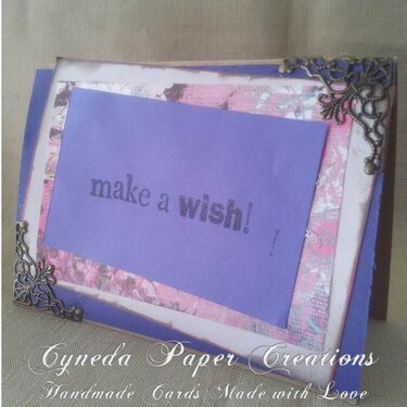 CYNEDA PAPER CREATIONS HANDMADE BIRTHDAY MAKE A WISH GREETING CARD