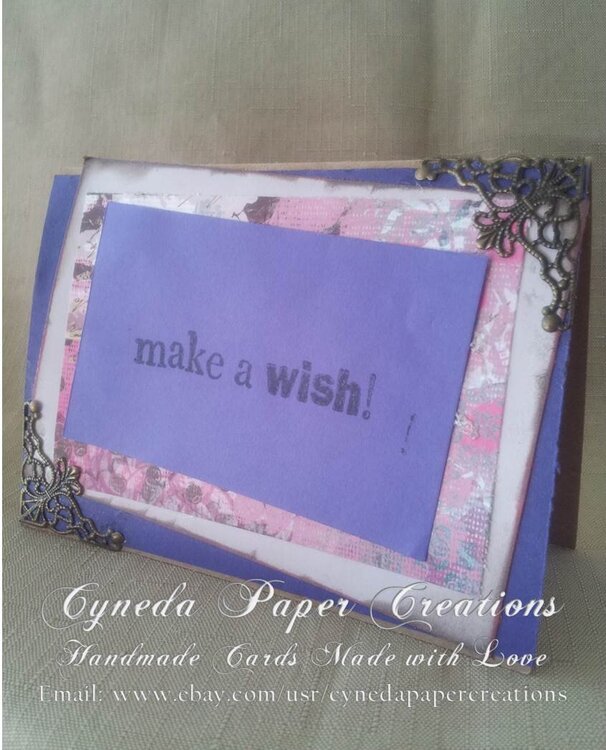 CYNEDA PAPER CREATIONS HANDMADE BIRTHDAY MAKE A WISH GREETING CARD