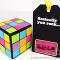 Neon Rubik's Cube gift box and tag