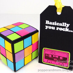 Neon Rubik's Cube gift box and tag