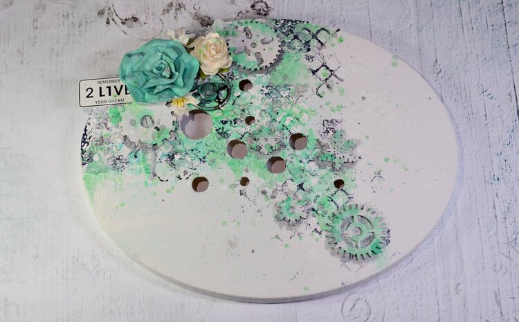 Mixed Media Altered Oval Canvas