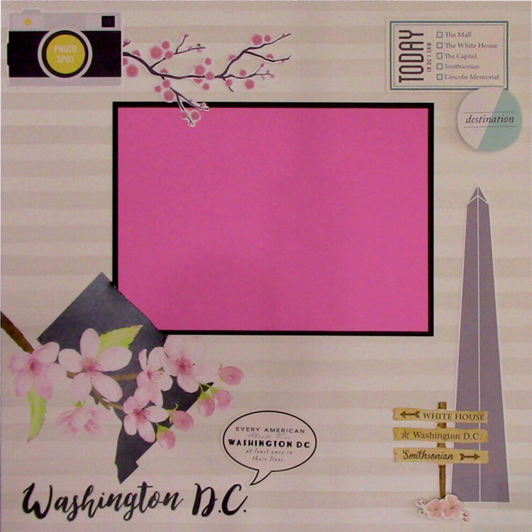 Washington DC Watercolor with Cherry Blossoms