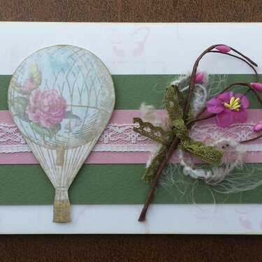 card Montgolfiere and flowers