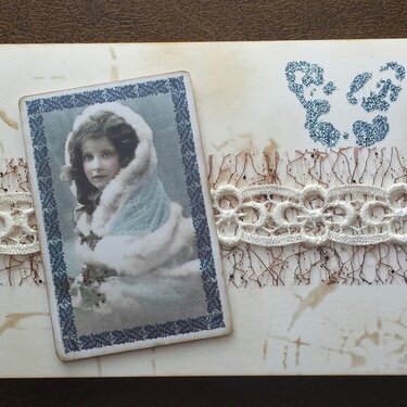 Vintage card with lace and buttefly