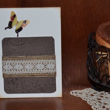 Card with hemp, dentelle and butterfly