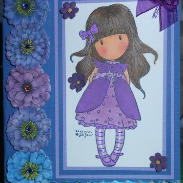 blue &amp; purple flowers &amp; little girl