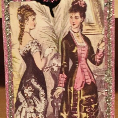 bookmark 2 gals in pink and silver