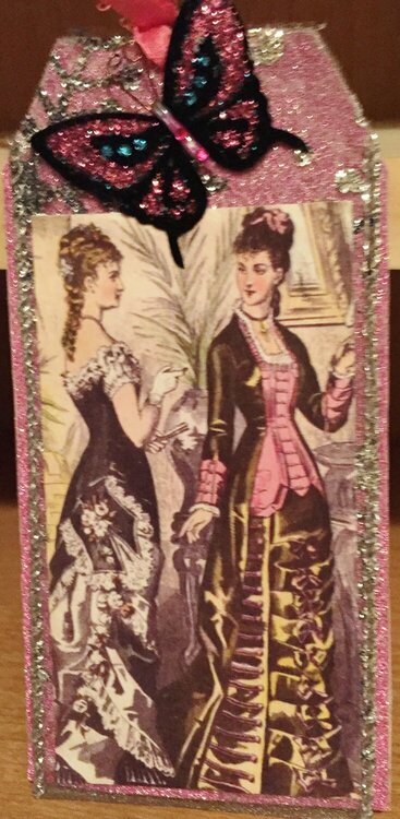 bookmark 2 gals in pink and silver