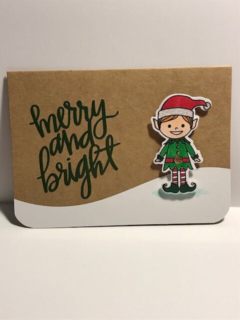 Merry and Bright Christmas Elf card
