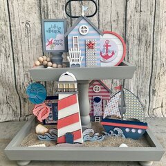 Beach decor and tiered tray