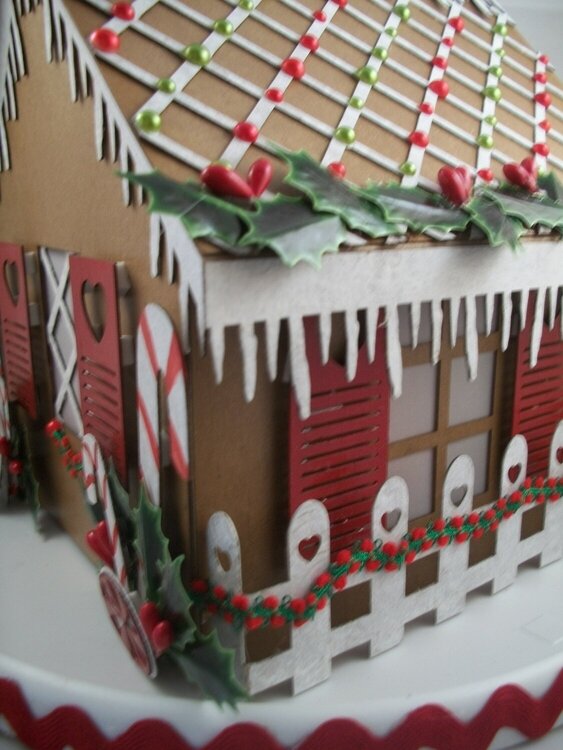 Side view of ginger bread house