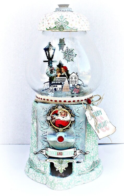 Altered gumball/Snowglobe for Prima using Sweet Peppermint