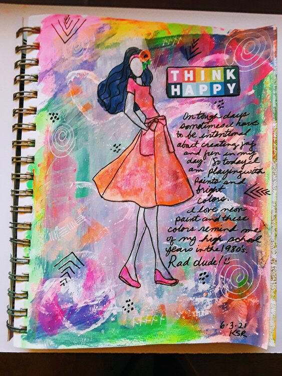 Think Happy- Art Journaling