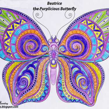 Beatrice - the purplicious Butterfly (Zentangle Coloring)