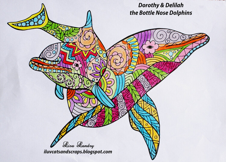 Dorothy &amp; Delilah - the bottle nose Dolphins (Zentangle Coloring)