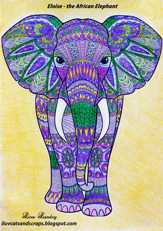 Eloise - the African Elephant  (Zentangle Coloring)